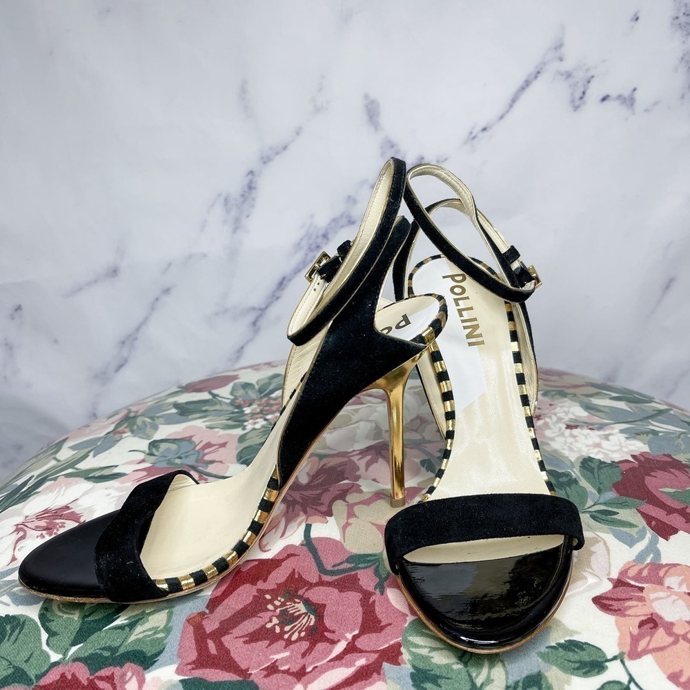 Pollini | Black Suede Stiletto Heels | 37.5 (7)